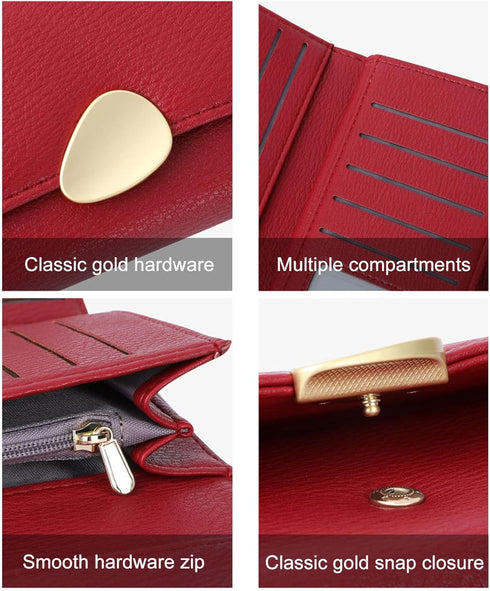 Wallet Women, Clutch Wallet with Zip Pocket Large Capacity PU Leather Trifold Wallet Ideal Accessory for Gifts, Everyday Life and Business Occasio...