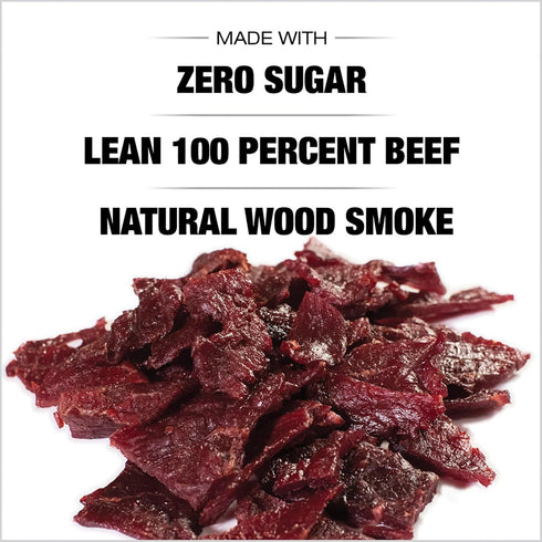 Old Trapper Zero Sugar Beef Jerky, Eight-Ounce Individual Package, Natural Wood Smoked Keto-Friendly Snack, 14 Grams of Protein, 70 Calories, and ...