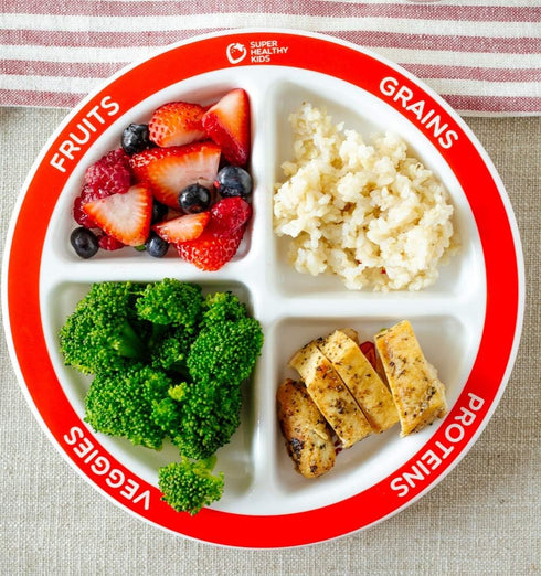 Health Beet MyPlate Portion Control Plate with Dairy Bowl - 4 Divided Sections for Fruit Grains Veggies Proteins – Dishwasher & Microwave Safe Sec...