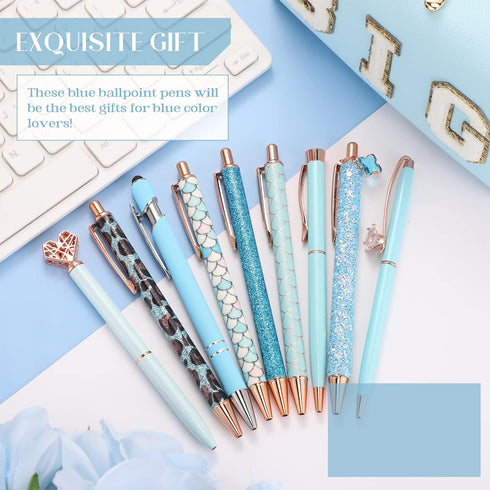 16 Pcs Ballpoint Pens Set Metal Crystal Diamond Pen Glitter Pens for Journaling Pretty Cute Pens Black Ink Retractable Fancy Pens Gifts for Women ...