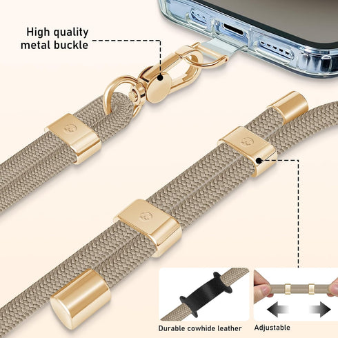 UKON Cell Phone Lanyard,Crossbody Lanyard and Wrist Strap Premium Metal Buckle Phone Charms with 2 X Phone Patch Compatible with All Smartphone(Kh...