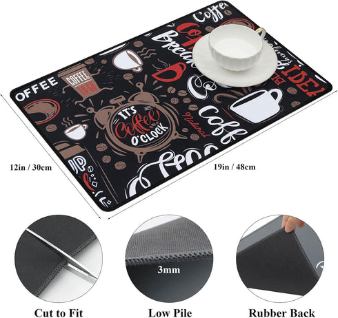SHACOS Coffee Mat 2pcs 12x19 Inch Coffee Bar Mats Absorbent Non Slip Rubber Coffee Maker Mat for Countertop Coffee Bar Accessories Espresso Coffee...