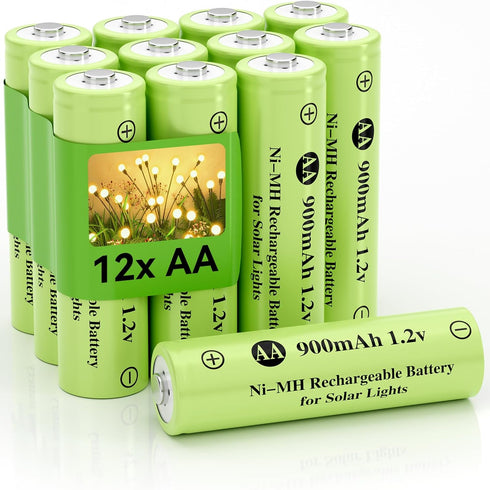 1.2v AA Ni-MH Rechargeable Battery, Double A 900mAh 1.2V Rechargeable Battery Pre-Charged, High Capacity for Outdoor Solar Lights, Lawn Lamps, Str...
