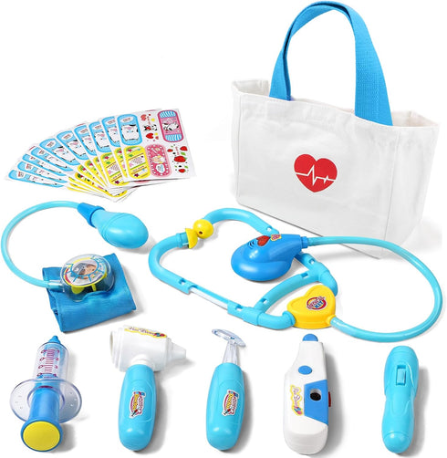 Liberry Doctor Kit for Toddlers 3-5 Years Old, 18-Piece Kids Doctor Bag Pretend Play Toys, Durable Medical Kit with Toy Stethoscope, Blue Doctor G...