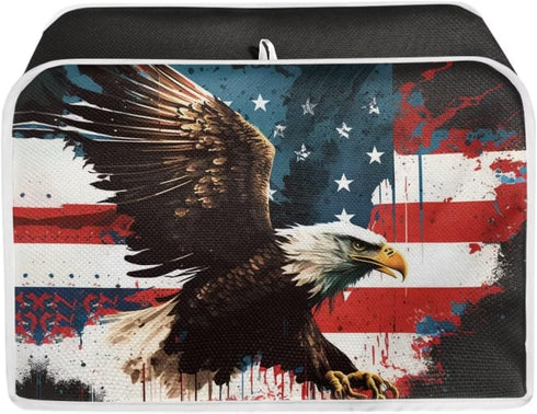 Bald Eagle Toaster Cover 4 Slice Wide Slot Small Appliance Covers Kitchen Decor Accessories Toaster Oven Cover Bread Maker Cover American Flag Pat...