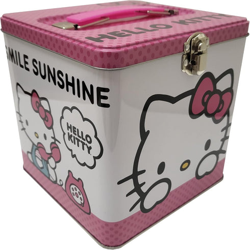 The Tin Box Company Hello Kitty Stack Store and Carry Tin. Stackable Tin Box with Handle,Pink and White, Storage Box, 5.75" Height, Clasp and Hing...