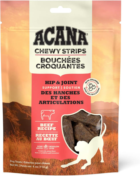 ACANA Chewy Strips Hip & Joint Support Beef Recipe, Dog Treat 4oz...