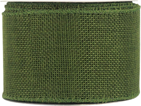 HUIHUANG Sage Burlap Ribbon Wired Solid Wired Edge Ribbon 2.5 inch Jute Ribbon Sage Green for Wreaths, Big Bows, Crafts, Decorations -10 Yards (30...