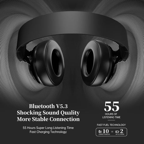 Bluetooth Headphones Over-Ear, 60H Playtime and with Low Latency Wireless Headphones with Microphone, HiFi Stereo Foldable Lightweight Headset, De...