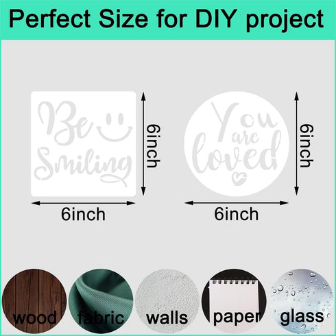 6 Inch Inspirational Word Stencils, 20 PCS Motivational Stencils Reusable Mylar Template Inspirational Quotes Stencils for Painting on Wood Wall H...