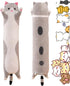 Lonng Gray Cat Plush Pillow Toy Sleeping Pillow Cute Cartoon Cat Stuffed Animals Soft Long Body Pillow Gift for Kids(19.68in)...