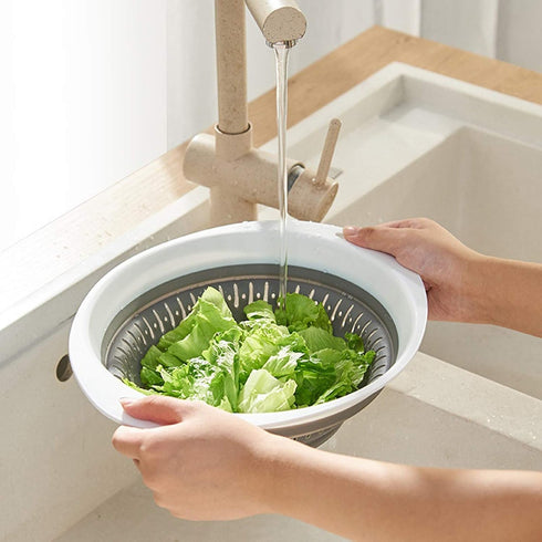 Collapsible Strainer/Colander(5 Quarts),Set of 2-Piece Food-Grade Silicone Kitchen Filter,Kitchen Folding Strainer for Pasta,Veggies and Fruits,Di...