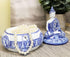 Ebros Gift Bhumisparsha Mudra Buddha Amitabha Meditating Terracotta Blue And White Round Jewelry Box Figurine 5.25"Diameter Buddhist Eastern Enlig...