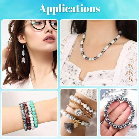 840pcs 8mm Glass Beads for Jewelry Making, 24 Colors Glass Beads for Bracelet Making, Marble Round Loose Beads for Men Women Bracelet Earring Neck...