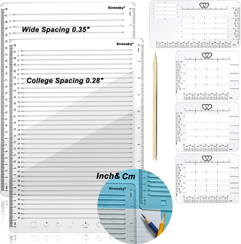 Straight Line Stencil Templates and Envelope Addressing Guide Stencil Set of 6,Line Drawing Stencil Lettering Guide,College Ruled 9/32" and 0.35" ...