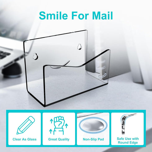 Acrylic Mail Sorter , Smile Mail Holder File Organizer Letter Sorter Holder for Desk or Wall (1PC, Clear)...