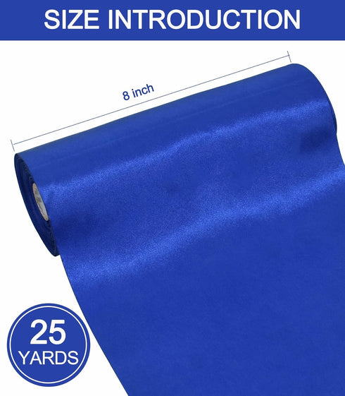 TONIFUL 8 Inch x 22yd Extra Wide Large Royal Blue Satin Ribbon Solid Fabric Ribbons for Door Tree Home Outside Bows Decor Cutting Ceremony Kit Gra...