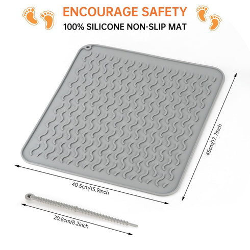 Baby Silicone Mat for Studying Platform,Standing High Chair Mats for Kids,Boys and Girls Kitchen Stool Non-Slip Pad,Keep Safe,Easy to Clean,Foldab...