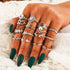 15 Pcs Bohemian Stackable Joint Knuckle Ring Set Crystal Heart Finger Ring Sparkling Rhinestone Midi Rings for Women...
