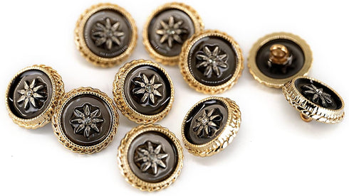 Star Inlaid Translucent Brown Sewing Metal Shank Buttons 10 Pcs - 20mm, 13/16"...