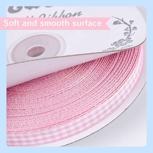 VGOODALL Pink Gingham Ribbon, 50Yd Buffalo Checker Ribbons Crafts Ribbon for Picnic School Mothers Day Gift Wrapping...