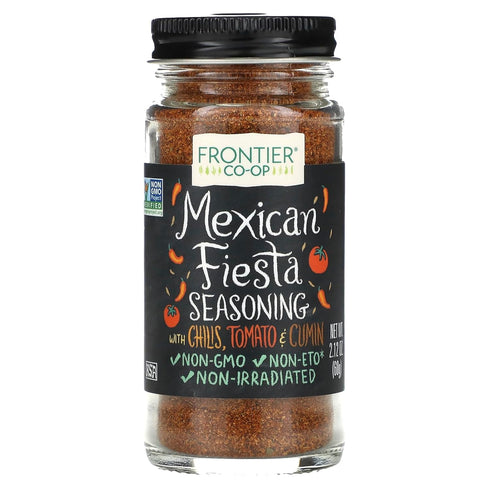Frontier Co-op Mexican Fiesta Seasoning, 2.12-Ounce Jar, Chilis, Tomato & Cumin, Hint Of Lemon & Cilantro, Kosher, Non ETO...