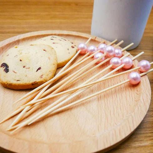 PuTwo Toothpicks for Cocktail Appetizers Fruits Dessert, 100 Count, Pink Pearls...