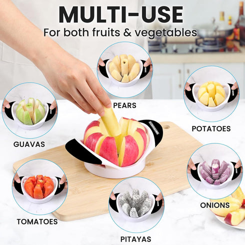 SCHVUBENR 3.5 Inch Apple Slicer - Professional Apple Cutter - Stainless Steel Apple Corer - Super Sharp Apple Slicer and Corer - Apple Tool with 8...