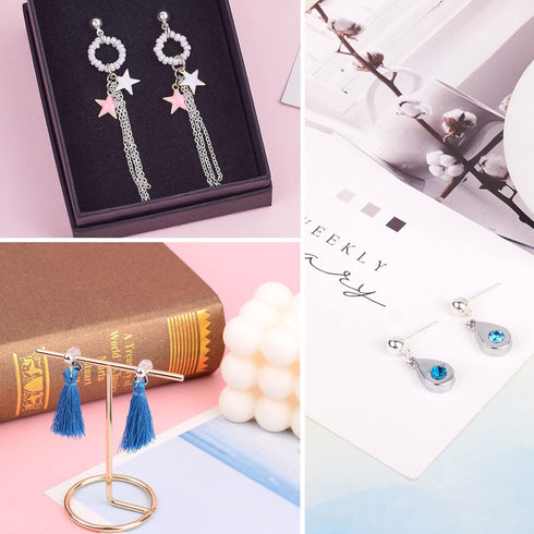 Craftdady 100Pcs Silver Ball Post Earring Studs 16x5mm Brass Ear Pins with 1.5mm Loop for Jewelry Earring Making...