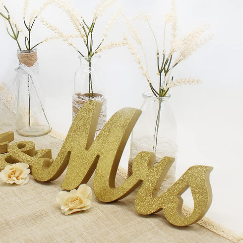 Wooden Mr and Mrs Sign, Rustic Mr. & Mrs. Letters Wedding Signs for Wedding Table, Miss Mr. Deroation for Photo Props/Party Table/Anniversary/Vale...