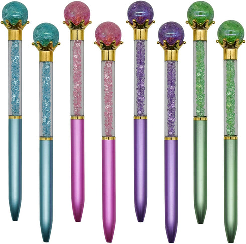 Maydahui 24PCS Crystal Gem Ballpoint Pen Retractable Colorful Pearl Quicksand Pens Black Ink for Students Party School Office...