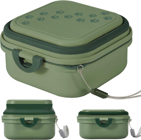 Collapsible Dog Water Bowl 30oz, 2 in 1 Portable Travel Dog Food Bowl with Lid, Easy Carry Loop Handle, Foldable Dog and Cat Food Bowl, Perfect fo...