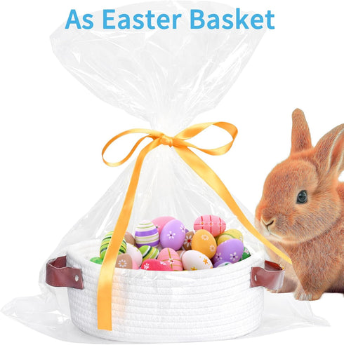 ABenkle Small Woven Basket, Mini Cotton Rope Storage Tiny Shelf Oval Decorative Toy Baby Dog Cat Basket for Nursery, Kids Room, Empty Gift Basket ...