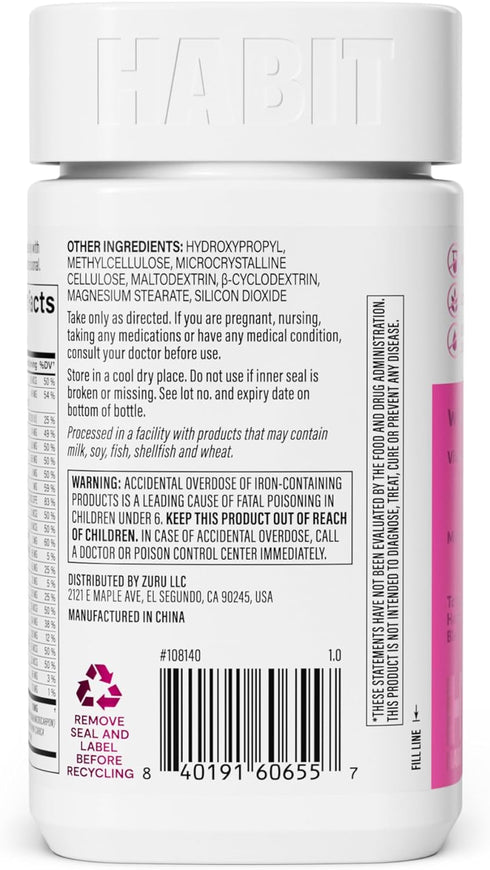 HABIT Womens Multi Supplement (60 Capsules) - New Look, Supports General Health & Wellness, 23 Essential Vitamins and Minerals, Fruit extracts, Fo...
