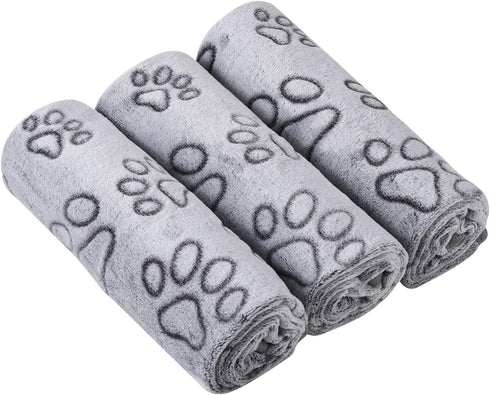 1 Pack 3 Dog Blanket Super Soft Warm Sleep Mat Pet Blanket Grey Paw Pattern Fluffy Puppy Blanket for Small Dogs Kitten Cats-Grey Small(23"x15")...