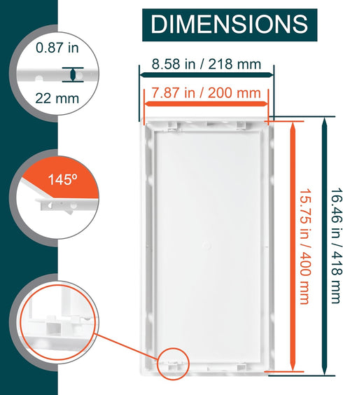 8inch x 16inch White Plastic Access Panel. Service Shaft Door Panel. Plumbing, Electricity, Heating, Alarm Wall Access Panel Drywall. Bathroom Ser...