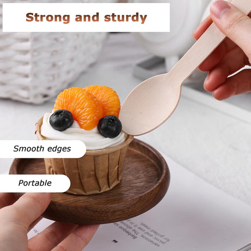 HANSGO 150PCS Wooden Spoons Bulk, Natural Wooden Spoons Small Cutlery for Party Wedding Picnic Camping...