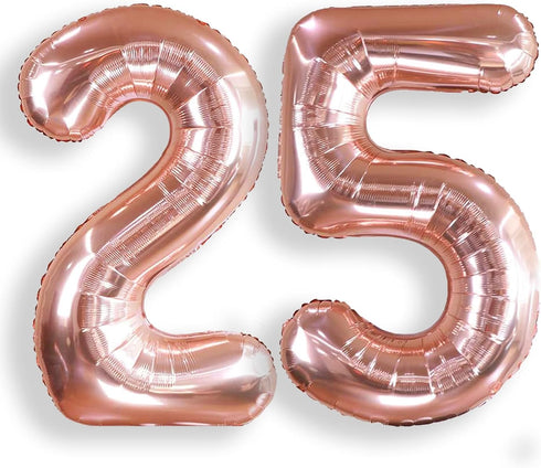 AULE 40 Inch Large 25 Number Balloons Rose Gold Big Foil Number Balloons Giant Helium Happy 25th Birthday Party Decorations for Women Huge Mylar 5...