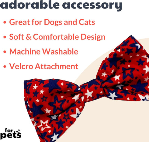 Huxley & Kent Bow Tie for Pets | Patriot Stars (Small) | 4th of July Patriotic Velcro Bow Tie Collar Attachment | Fun Bow Ties for Dogs & Cats | C...