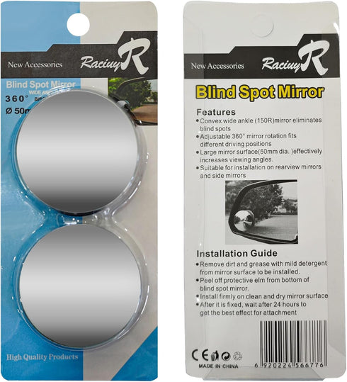 2PCS Blind Spot Mirror, 2" Round HD Glass Frameless Convex Rear View Mirrors,Exterior Accessories with Wide Angle Adjustable Use for Car SUV and T...