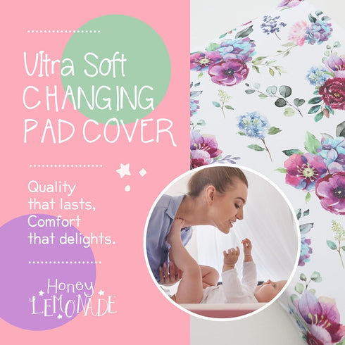 Baby Infant Changing Pad Cover Pad Liner Ultra Soft Breathable Changing Table Cover Boy Girl Neutral (Blue Floral)...
