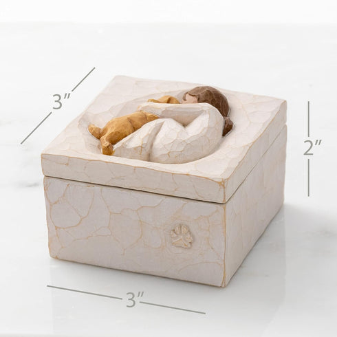 Willow Tree True, Truly a Friend, Box for Jewelry and Treasures with Bas-Relief Carving of Girl with Puppy Dog, Sculpted Hand-Painted Keepsake Box...