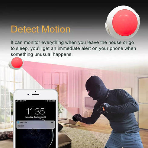 PIR Motion Sensor, Requires Gantch HUB?Smart Gateway?, Tuya Powered Zigbee Connection,.Compatible with Apple HomeKit, Alexa, 360° Detection Securi...