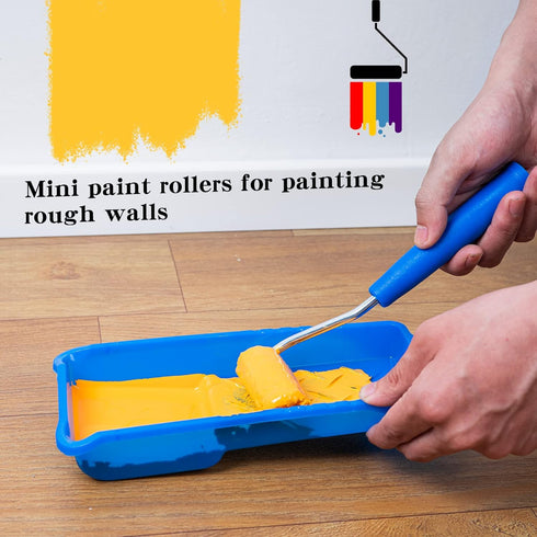 Mister Rui Paint Roller Kit, 9 Pack, 2 Inch Microfiber Paint Roller Covers, Small Paint Rollers with Tray and Roller Frame, Mini Rollers for Paint...
