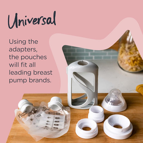 Tommee Tippee Breast Milk Starter Set, Compatible With All Leading Breast Pumps, Includes Breast-Like Nipples, 3x Milk Pouch Bottle Holders, 3x Pr...