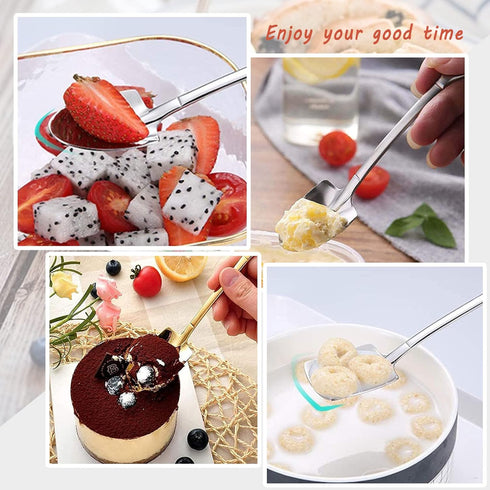 10Pcs Shovel Spoons Stainless Steel Spoon Reusable Dessert Spoons for Coffee Tea Ice Cream Fruit Sugar Cake...