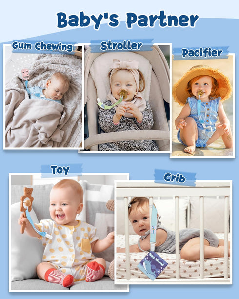 babygoal Pacifier Clip Set of 6, Silicone Pacifier Clips and Toy Strap fits All Pacifiers, Binkies and Toys- Ideal Baby Boy and Girl Gift-Neutral ...