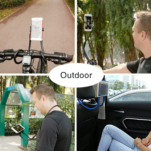 Cell Phone Stand Hanging on Neck Upgraded, Hands-Free Mobile Phone Holder Clip on Bed/Table 360° Rotation iPhone Tablet Mount Bracket, 27.6''/70 c...