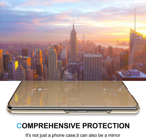 Z Fold 6 Case for Samsung Galaxy Z Fold 6 Phone Case, Clear View Mirror Flip Case with Kickstand, Cover for Samsung Z Fold 6 5G Case PU Leather He...