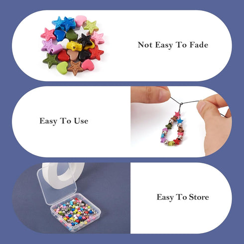 Craftdady 156Pcs Alloy Star Heart Beads 12 Colors Small Love Heart Star Pony Beads with Metal Spacer Beads for DIY Craft Friendship Bracelet Neckl...